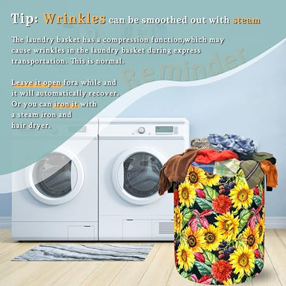 Sunflowers Laundry Basket Oxford Cloth Foldable Hamper 18.9x16.5 Inch - color: Yellow Sunflowers Floral
