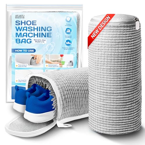 2-Pack Shoe Washing Machine Bag, 360° Deep Shoe Laundry Bag for Washer, Reusable Mesh Shoe Bag with Secure Zipper, Easy Clean Shoe Bag for Sneakers, Tennis Shoes & Gym Trainers