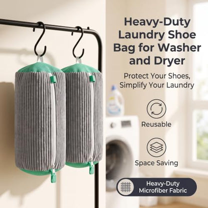 Shoes Washing Bag(2Pcs) Durable Sneaker Laundry Bag for Washer Dryer (Grey) - color: Grey