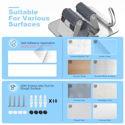 2 Pack Broom Holder Wall Mount, 304 Stainless Steel Mop Organizer with Hook - color: A-Silver, size: 2PCS Gripper