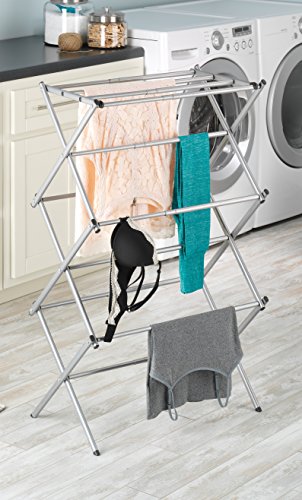 Whitmor Foldable Clothes Drying Rack: 3 Tier Laundry Drying Rack, Collapsible Drying Rack Clothing, Portable Space Saving Clothing Rack for Indoor Outdoor, 17" D x 27.8" W x 41.5" H, Gray + Black - color: Gray + Black, size: Large