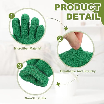 uxcell Microfiber Gloves, Reusable Washable Plant Dusting Gloves Cleaning Mittens for Auto Plants Household Kitchen - color: Dark Green