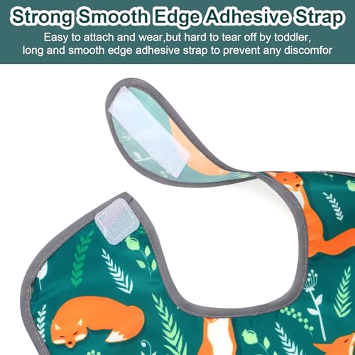 Accmor Baby Bibs for Eating, Waterproof Mess Proof Baby Toddler Bibs, Apron Smock Feeding Bibs for Girls Boys - color: 4pcs-dinosaurs, Foxes, Cacti, Stars