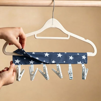 1pc Star Print Foldable Hanger Fabric Clothes Hanging Dry Racks - color: Dark Blue