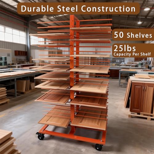 Heavy-Duty 50 Shelves Paint Drying Rack with 4 Casters, 25lbs per Shelf for Cabinet Doors, Full-Size Panels, Art Studios – Mobile & Sturdy