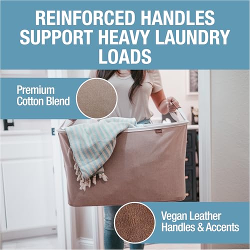 Collapsible Fabric Laundry Basket Premium, Mocha, 2 Pack - color: Mocha Cream