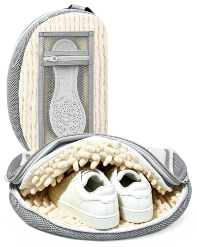 Shoe Washing Bag, Laundry Shoe Bag for Washer and Dryer, Sneaker Cleaning Protection Bag for Tennis, Casual, Athletic Shoes, with Mesh Pocket for Insoles, Self-Locking Zipper (Beige 2Pcs) - color: Beige