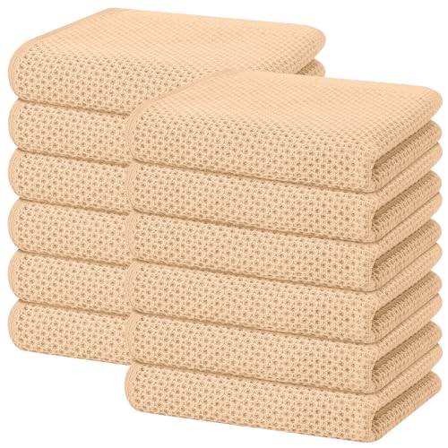 Homaxy 100% Cotton Waffle Weave Kitchen Dish Towels 12-Pack, Apricot - color: Apricot, size: 13 X 28 - 12 Pack