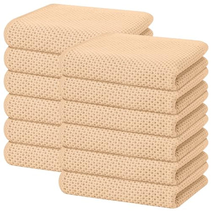 Homaxy 100% Cotton Waffle Weave Kitchen Dish Towels 12-Pack, Apricot - color: Apricot, size: 13 X 28 - 12 Pack