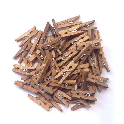LWR CRAFTS Wooden Mini Clothespins 200 Per Pack 1" 2.5cm (Jacobean) - color: Jacobean
