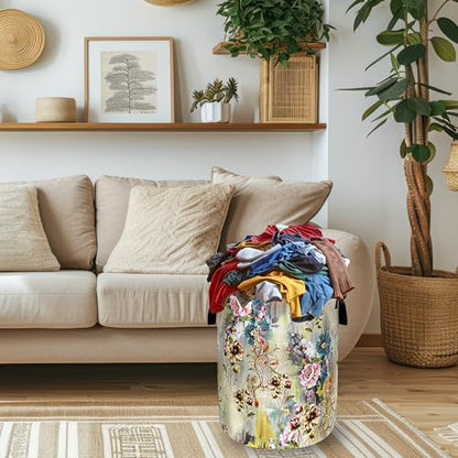 Beautiful Floral Laundry Basket Oxford Cloth Hamper 18.9"x16.5" - color: Beautiful Floral Flower