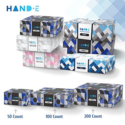Hand-E Touch Black Nitrile Disposable Gloves Medium, 50 Count - BBQ, Tattoo, Hair Dye, Cooking, Mechanic Gloves - Powder and Latex Free - style: Medium