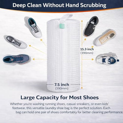Shoe Washing Machine Bag for Sneakers – 2 Pack Laundry Shoe Bag Reusable Sneaker Wash Bag with Protective Zipper, Mesh Cleaning Bag for Tennis Shoes, Running Shoes - White - color: White