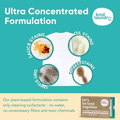 KIND LAUNDRY Wool Dryer Balls (3-Pack) & Detergent Sheets - Eco-Friendlier, Organic and Reusable Fabric Softener