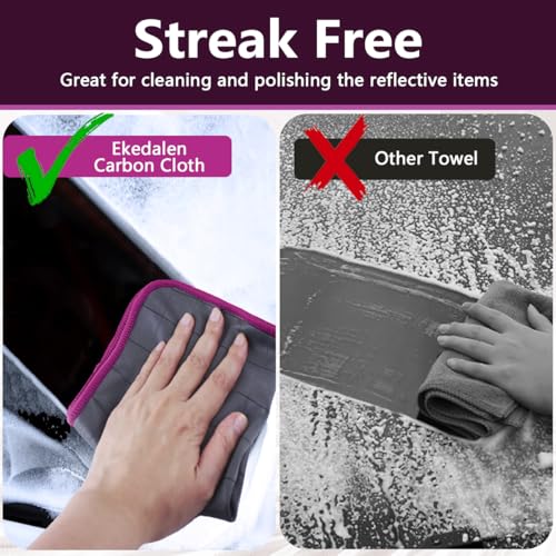 Ekedalen Microfiber Cleaning Cloth Lint Free Glass Polish, Purple-Dark Grey - color: Purple-dark Grey