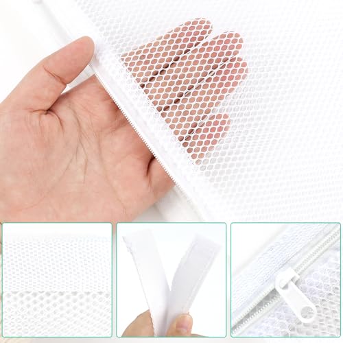 2 Pack Sneaker Dryer Bag 15.7x15.7 Inch Dry Net Bag for Dryer with Zipper and Strap for Shoes, White Large HoneyComber Mesh Bags for Washing Machine