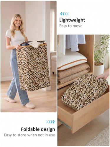 IEGrow Laundry Hamper with Lid,110L Laundry Basket with Bag,Leopard Print - color: Leopard Print, size: 110L