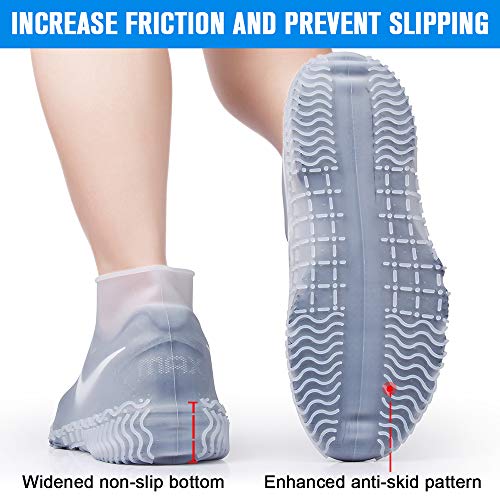 Shiwely Silicone Waterproof Shoe Covers, reusable upgraded overshoes with waterproof zipper, Resistant Rain Boots Non-Slip Washable Protection for Women, Men (L (Women 7.5-10.5, Men 6.5-9), White) - color: White, size: L (Women 7.5-10.5, Men 6.5-9)