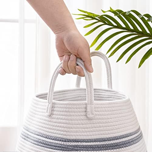 Extra Large Laundry Hamper Basket 105L Woven Blanket Basket, Grey - color: Grey & White, size: 105L