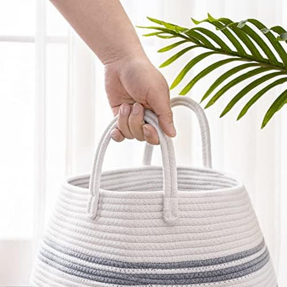 Extra Large Laundry Hamper Basket 105L Woven Blanket Basket, Grey - color: Grey & White, size: 105L