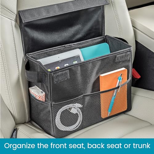 Carganizer Car Storage Bin with Lid for Front Seat, Back Seat or Trunk - size: 9 × 12 × 6 inches