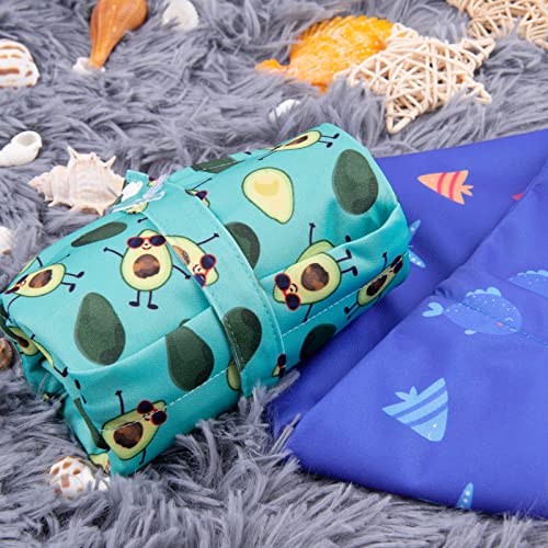 ALVA 2pcs Cloth Diaper Wet Dry Bags Waterproof Reusable with Two Zippered Pockets Travel Beach Pool Daycare Soiled Baby Items Yoga Gym Bag for Swimsuits or Wet Clothes - color: Avocados and starfish