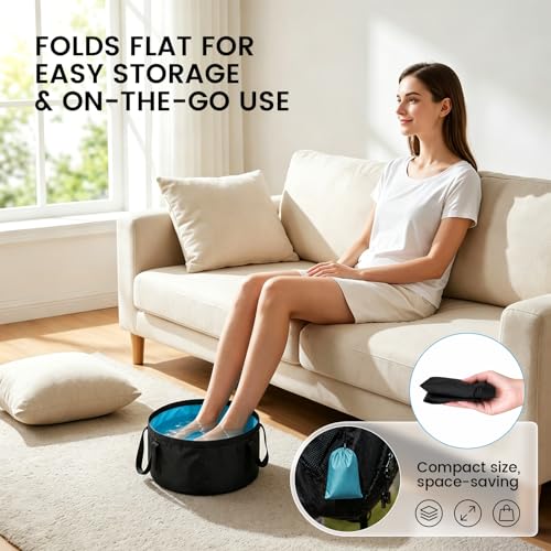 TRENDBOX Foldable Wash Basin Sink Water Bag Portable Mini 8.5L for Footbath Camping Hiking Outdoor Durable Design - color: Blue