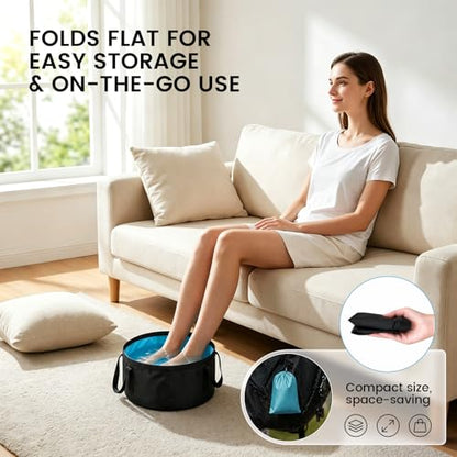 TRENDBOX Foldable Wash Basin Sink Water Bag Portable Mini 8.5L for Footbath Camping Hiking Outdoor Durable Design - color: Blue