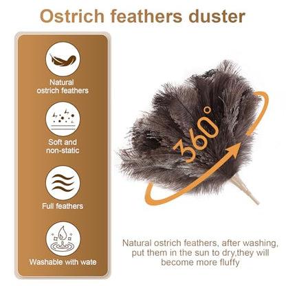 Extendable 81.9 Inch Ostrich Feather Duster with Extension Used for Home Cleaning Ceilings Furniture Fans Washable（1.8M Telescopic Rod,Grey） - color: Gray, size: 81Inch