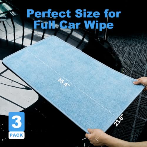 JOYMOOP Car Drying Towels,High-Density Microfiber Towel for Car, Blue - color: New Car Towels - Blue, size: 35.4" x 23.6" - 3pcs