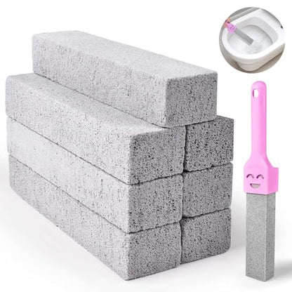 CONLI 8 Pack Pumice Stone Toilet Bowl Cleaner, Toilet Pumice Stone with Handle Remove Toilet Bowl Hard Water Rings Suitable for Cleaning Toilet Bathroom Kitchen Sink Grill - color: 8 Pack
