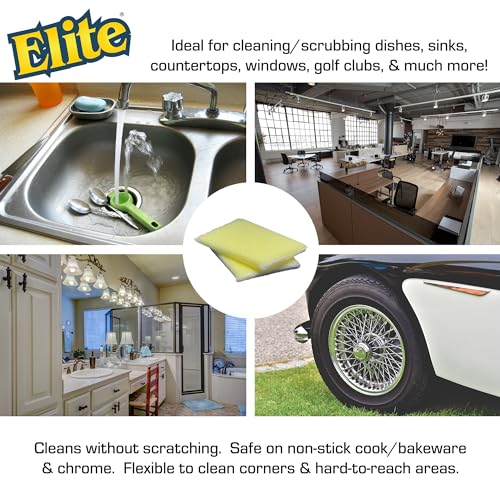 Elite PRO All Purpose Cleaning Pad, 2 Pack, Non Scratch, Dish Sponge, Scrubber, Made in USA. Large Thin Sponge for Kitchen and Household Use. Flexible to Clean Corners and Tight Spaces. - size: 2-Pack