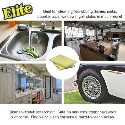 Elite PRO All Purpose Cleaning Pad, 2 Pack, Non Scratch, Dish Sponge, Scrubber, Made in USA. Large Thin Sponge for Kitchen and Household Use. Flexible to Clean Corners and Tight Spaces. - size: 2-Pack