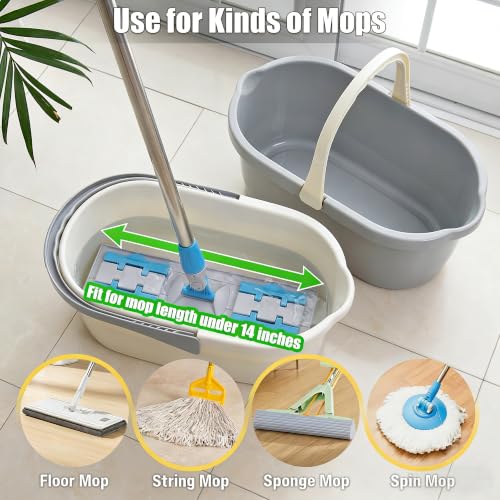 Haundry Compact Mop Bucket with Handle, Rectangular Cleaning Bucket and Caddy for Cleaning Supplies, 10L, Grey - color: Gray