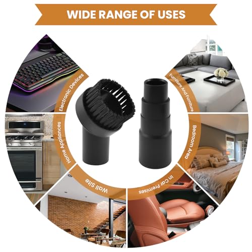 2 Pcs Black Round Vacuum Brush, 1-1/4" Universal Vacuum Dust Brush - style: Round