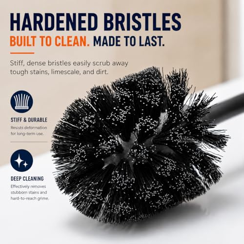 HUJI Rust Resistant Bronze Toilet Brush Holder with Lid Perfect Bathroom Bowl Cleaning Set Gift for House Warming or College Dorms Accessories (1, Bronze Toilet Brush)