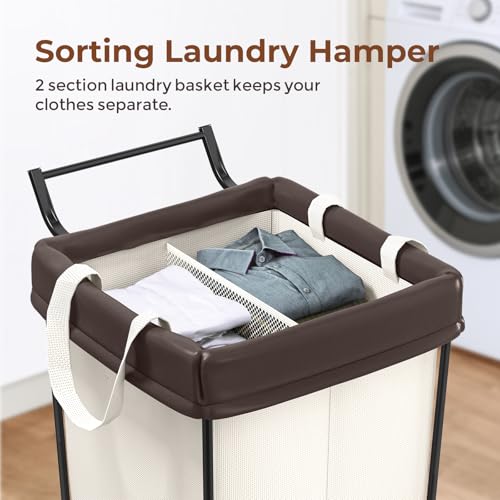 Rolling Laundry Hamper with Wheels and Handle, 160L Rolling Laundry Basket - color: Beige, size: 160L-with handle