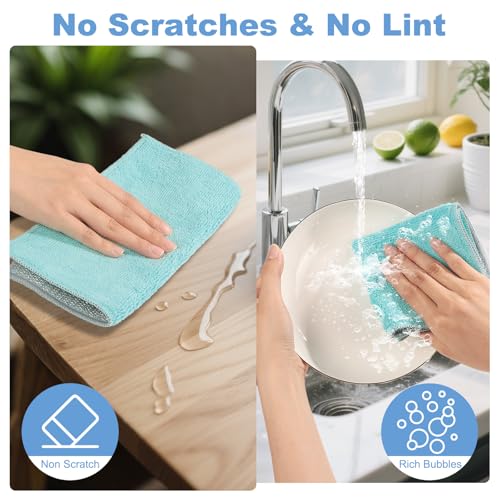10pcs New Upgrade 2-Layer Microfiber Wire Dishcloth,Blue - color: 10pcs Blue