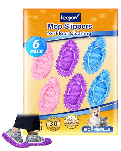 6 Mop Slippers for Floor Cleaning Mop Socks fr Women Washable Mopping Socks - color: 3 Pairs