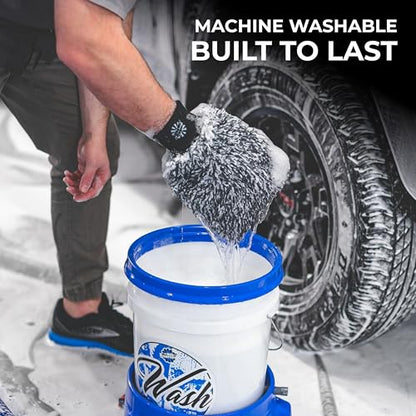 The Rag Company Cyclone Ultra Car Wash Mitt, Blue + Black, 8x9 in, 2-Pack