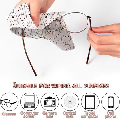 6 PCS Glasses Cleaning Cloth Eyeglass Cleaning Cloth Lens Eyeglasses Microfiber Cute Aesthetic Cloth for Unisex Women Girls Reusable Phone Screens Camera Multi-Patterns(6.3"x6.3")-Skull - color: N11-skull