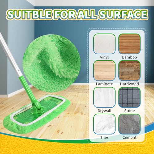 AmaVins Reusable 100% Coral Fleece Mop Pads Compatible with Swiffer - color: A-green 3 Pack