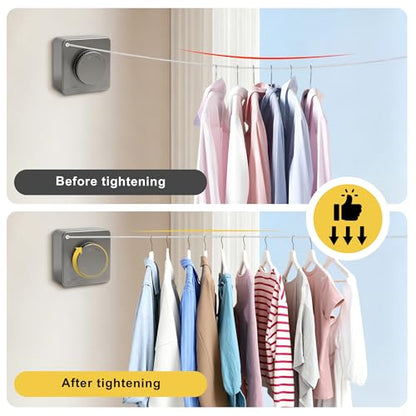 Heavy Duty Retractable Clothesline,5.1M/16.73 Feet Laundry Line - size: Square-Grey