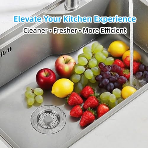 Sink Drain Strainer - Kitchen Sink Stopper, 3 In 1 Kitchen Sink Drain Strainer with Anti-Clogging Basket, Fit US Standard 3-1/2'' Sink Hole - color: Sliver