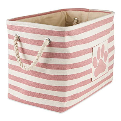 Bone Dry 5743 Pet Storage Collection Striped Paw Patch Bin, Large Rectangle, Rose - color: Rose, size: Large Rectangle
