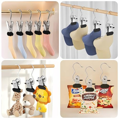 30Pcs Laundry Hook Hangers with Clothes Pins for Hats Clothes Bags