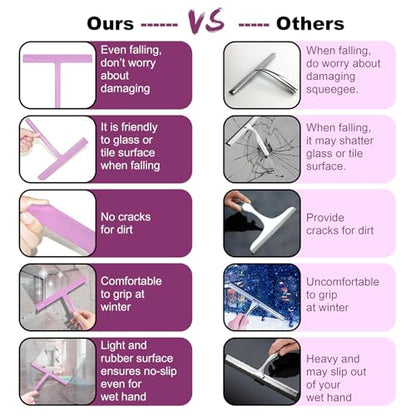 Silicone Rubber Blade Shower Squeegee 9" in Width Window & Car Squeegee - Pink - color: Pink, size: 9 Inch