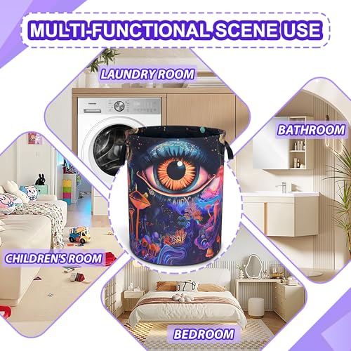 Abstract Eyes Mushrooms Laundry Basket Foldable Oxford Cloth 18.9 x 16.5 In - color: Abstract Eyes Mushrooms