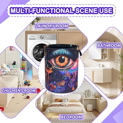 Abstract Eyes Mushrooms Laundry Basket Foldable Oxford Cloth 18.9 x 16.5 In - color: Abstract Eyes Mushrooms