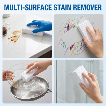 50 Pack High-Density Magic Melamine Sponge Eraser, Extra Durable Nano Cleaning Pads Supplies for Multi-Surface, Non-Crumbling Scrubber for Walls, Shoes, Kitchen & Bath, Just Add Water - size: 50 Pads